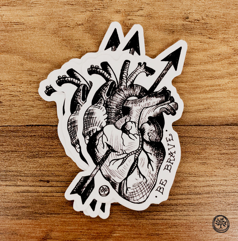 Be Brave Heart Sticker