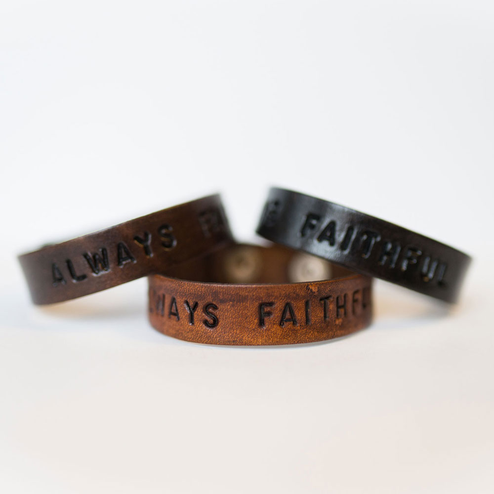 Always Faithful Leather Cuff