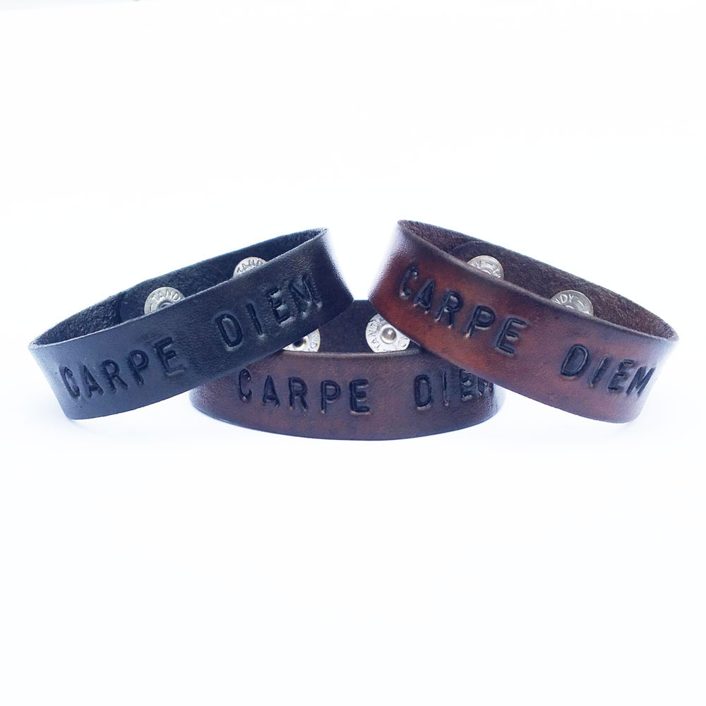 Carpe Diem Leather Cuff