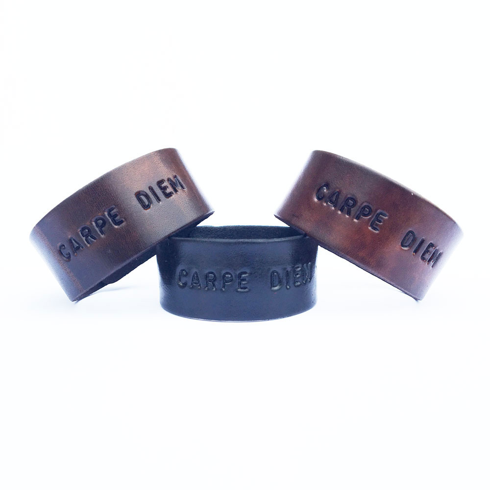 Carpe Diem Leather Cuff