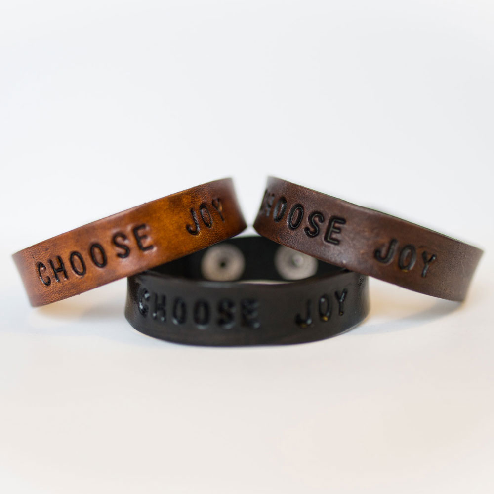 Choose Joy Leather Cuff