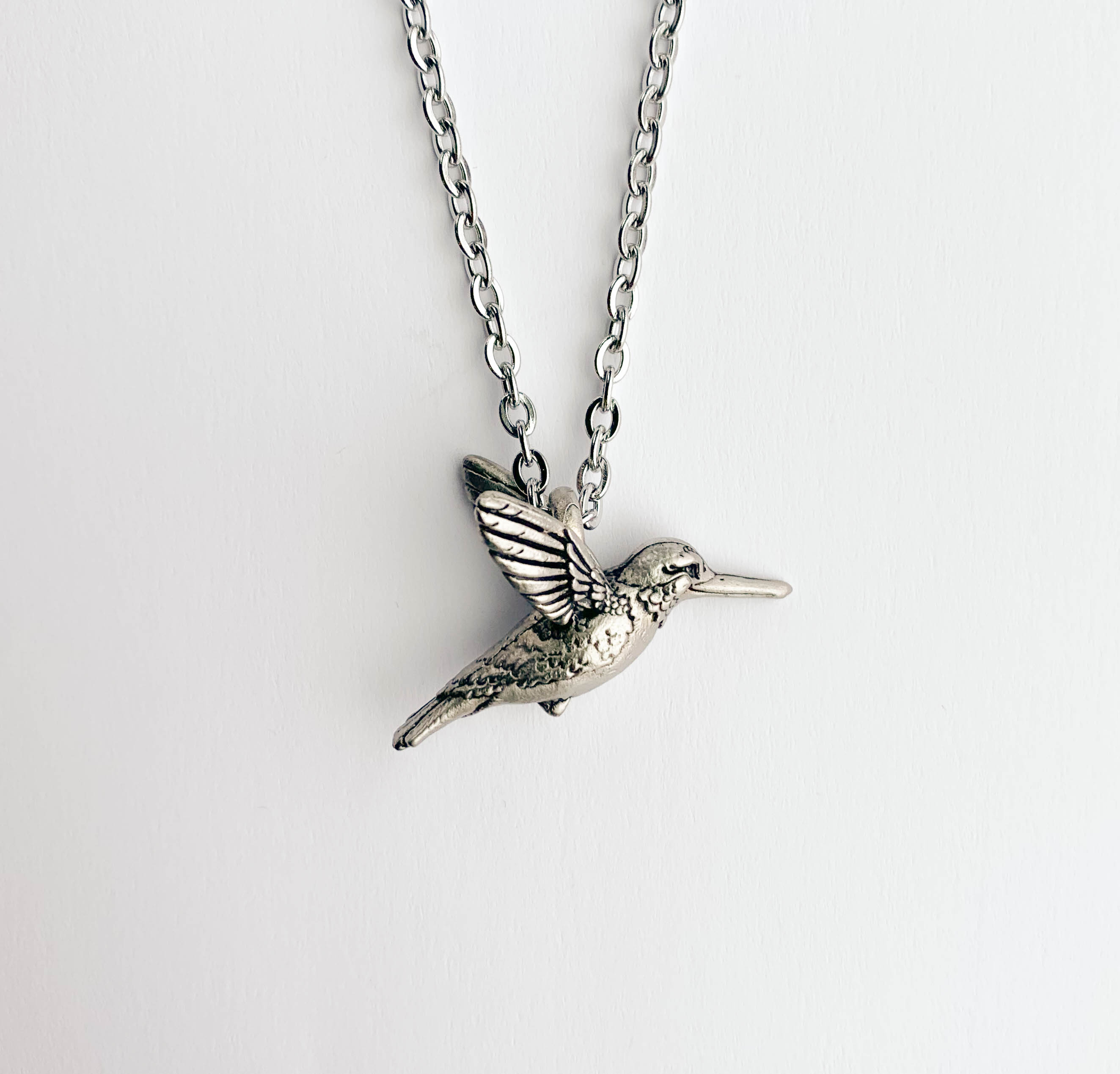 Pewter Hummingbird Necklace
