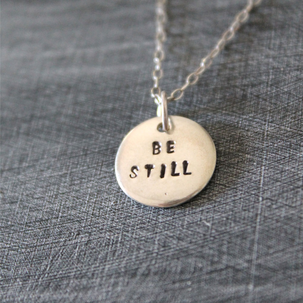 Be Still (1/2" Charm), Sterling Silver Necklace