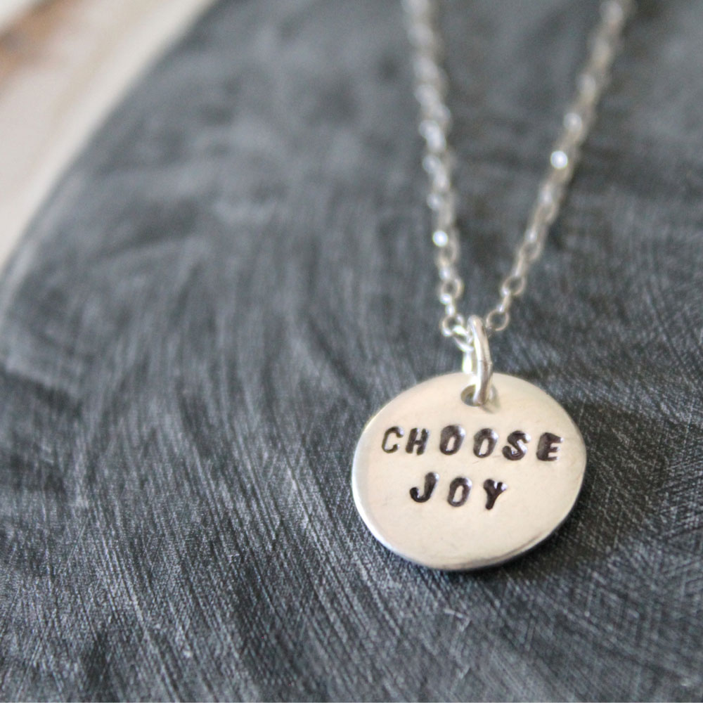 Choose Joy (1/2" Charm) Sterling Silver Necklace