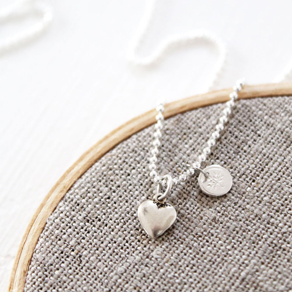 Heart Charm Sterling Silver Necklace