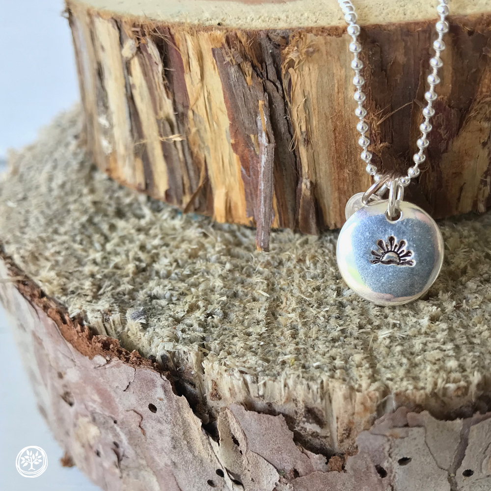 Sun Stamped (1/2" Charm) Sterling Silver Necklace
