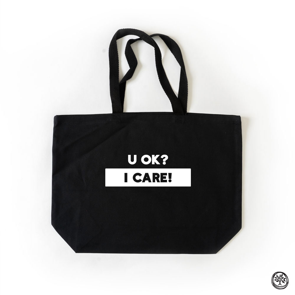 U OK? I Care! Black Tote Bag