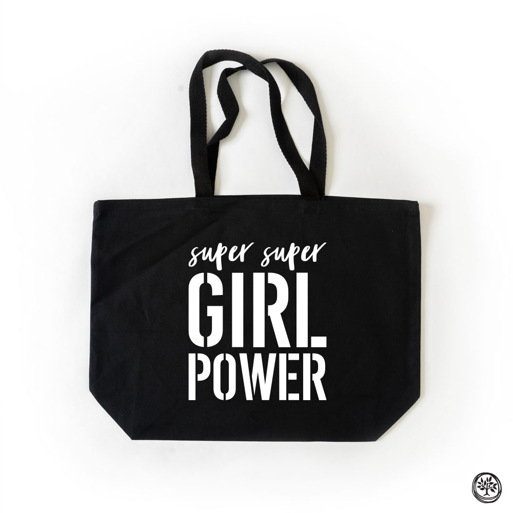 Super Super Girl Power Black Tote Bag